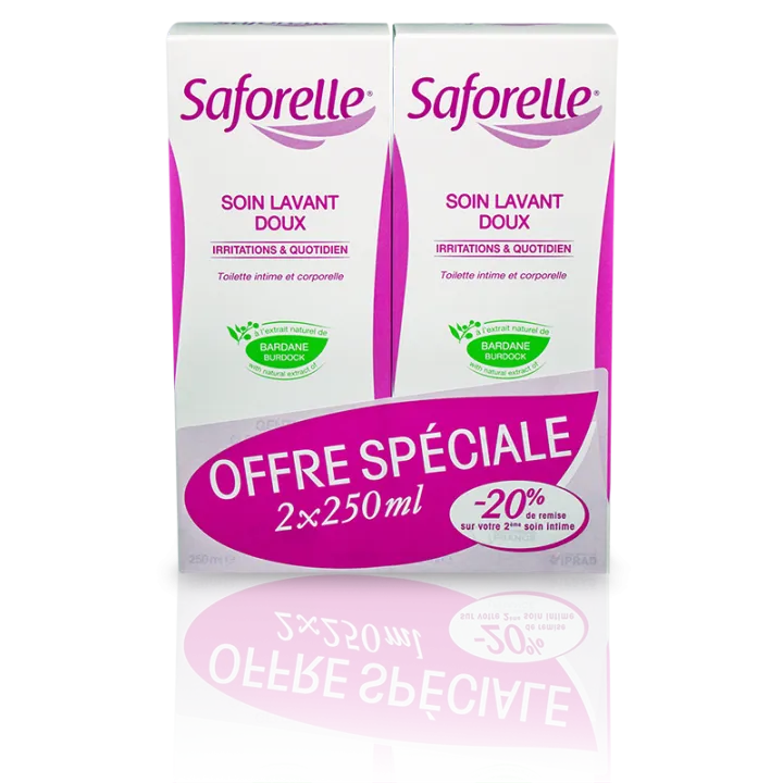 Saforelle soin lavant doux toilette intime et corporelle lot de 2 x 250 ml