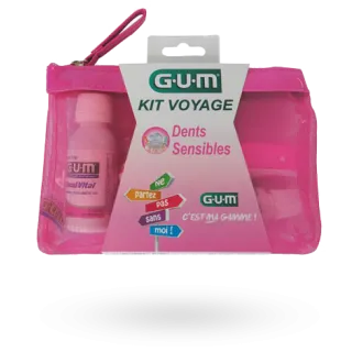 GUM Kit voyage Dents sensibles brosse à dents, dentifrice, bain de bouche