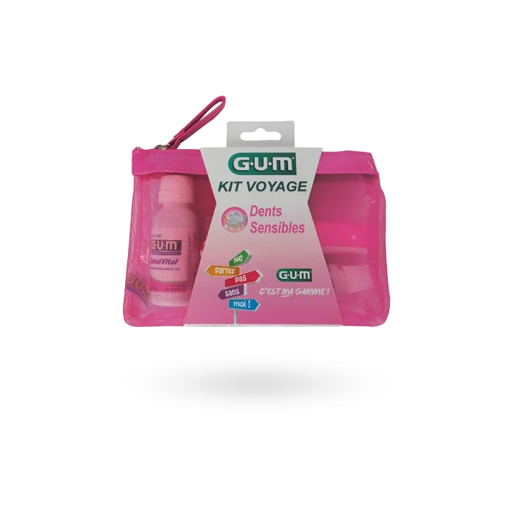 GUM Kit voyage Dents sensibles brosse à dents, dentifrice, bain de bouche