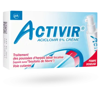 Activir crème 5 pour cent herpès labial - Pompe doseuse 2 g