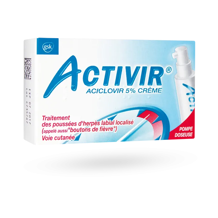 Activir crème 5 pour cent herpès labial - Pompe doseuse 2 g