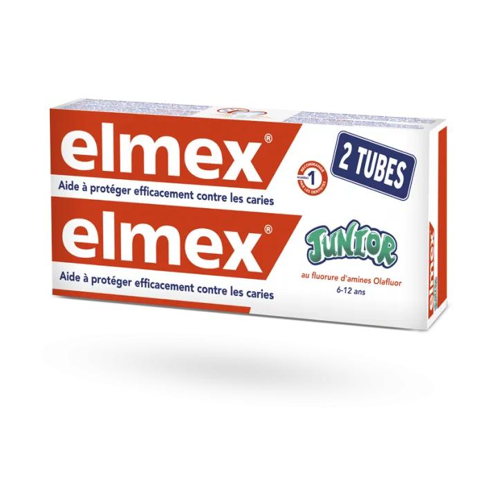 Elmex dentifrice Junior 6/12 ans protection caries lot de 2 x 75 ml