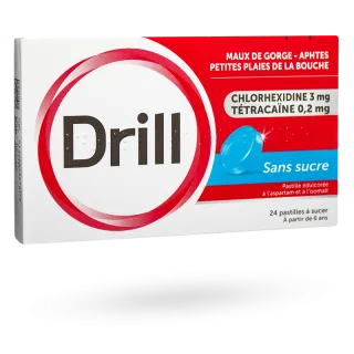 Pastilles Drill sans sucre boite de 24 pastilles à sucer