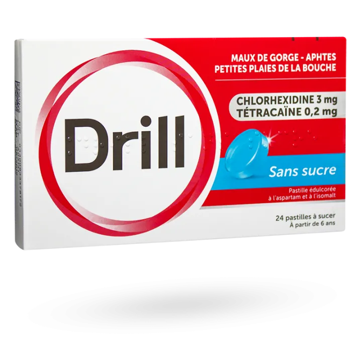Pastilles Drill sans sucre boite de 24 pastilles à sucer