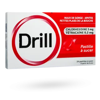 Pastilles Drill tétracaïne avec sucre maux de gorge