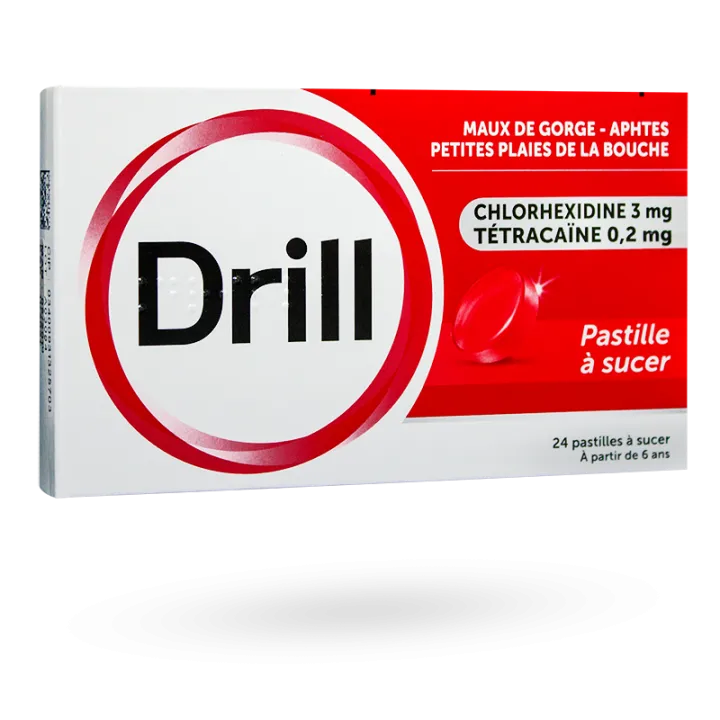 Pastilles Drill tétracaïne avec sucre maux de gorge