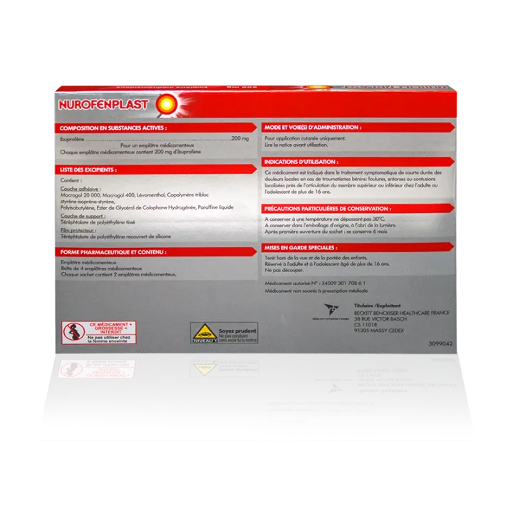 Nurofenplast emplâtre médicamenteux d'ibuprofène 200 mg | Pharmacie en ligne