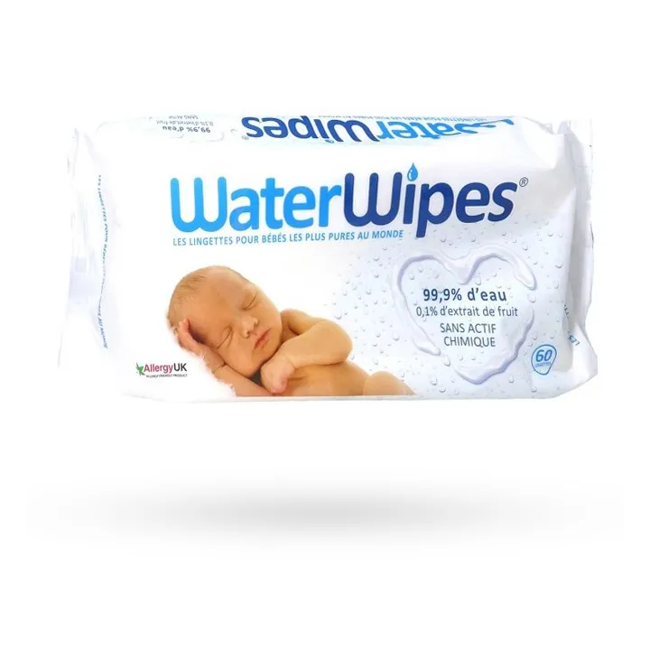 WaterWipes lingettes bébé 99.9% d'eau - 60 lingettes