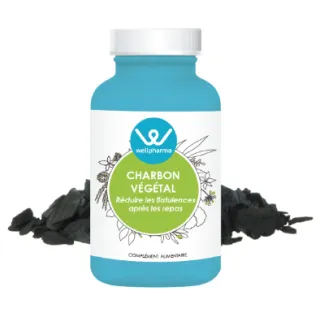 Complément alimentaire Charbon végétal activé Wellpharma 60 gélules