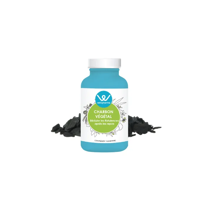 Complément alimentaire Charbon végétal activé Wellpharma 60 gélules