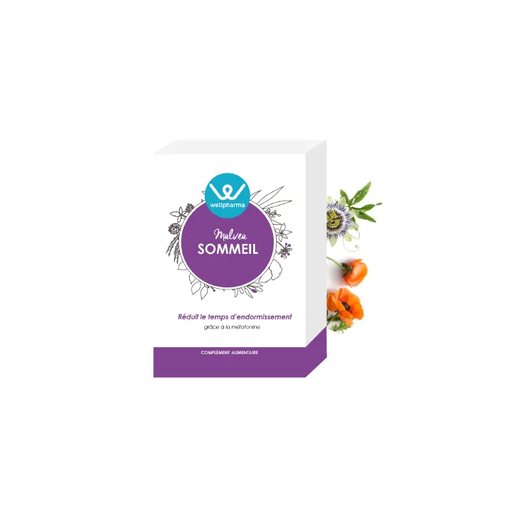 Malvea Sommeil Wellpharma réduit le temps d'endormissement 60 gélules