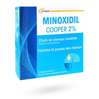 Minoxidil Cooper 2% chute de cheveux modérée 3 x 60 ml