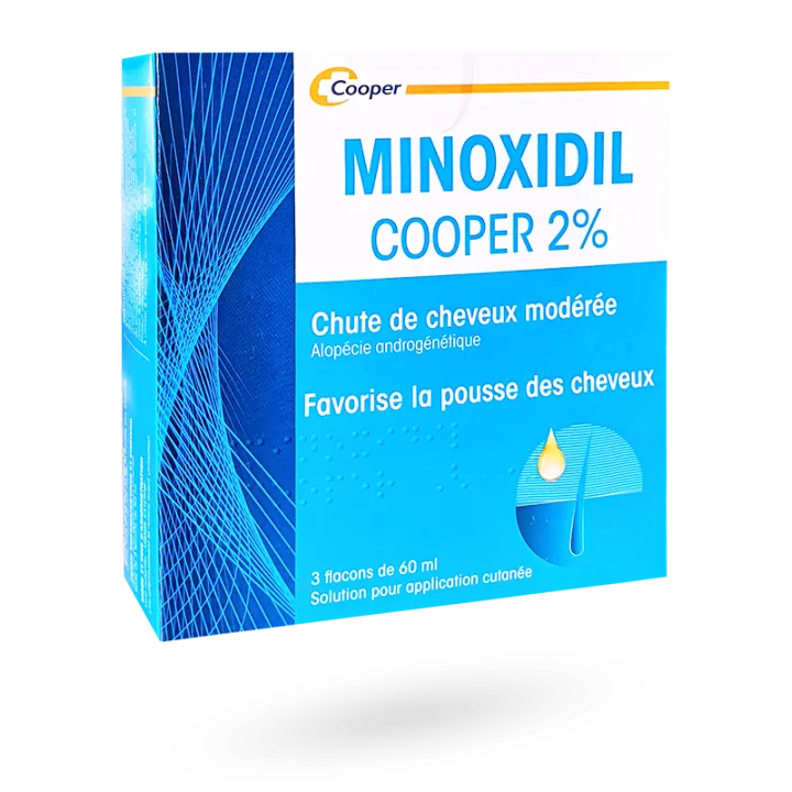 Minoxidil Cooper 2% chute de cheveux modérée 3 x 60 ml