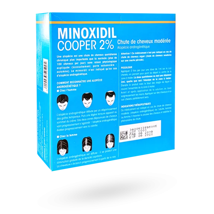 Minoxidil Cooper 2% chute de cheveux modérée 3 x 60 ml