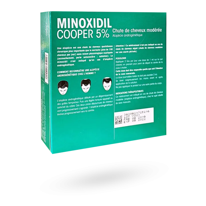 Minoxidil Cooper 5% chute de cheveux 3 flacons de 60 ml