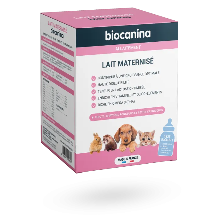 Biocanina lait maternisé allaitement chiots et chatons 400 g + biberon + tétines 