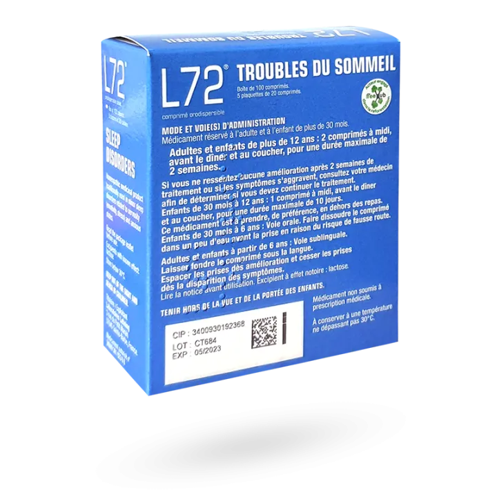 L72 Troubles du sommeil Lehning 100 comprimés orodispersibles