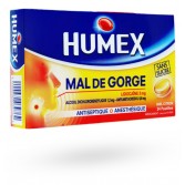 Humex mal de gorge Lidocaïne 2 mg - 24 pastilles miel citron sans sucre