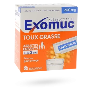 Exomuc 200 mg solution buvable - Boite de 24 sachets