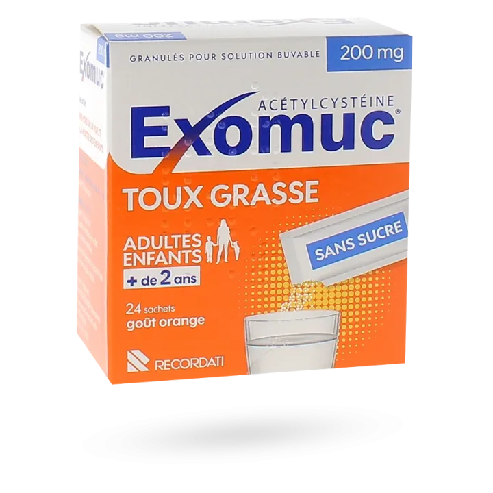 Exomuc 200 mg solution buvable - Boite de 24 sachets