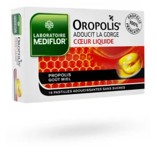 Oropolis Propolis sans sucre maux de gorge 16 pastilles goût miel