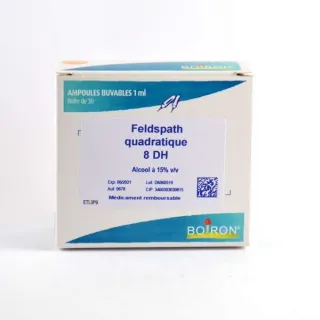 Feldspath Quadratique 8 DH ampoules Boiron 30 ampoules