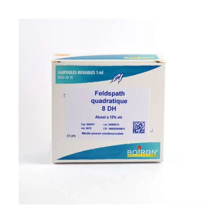 Feldspath Quadratique 8 DH ampoules Boiron 30 ampoules