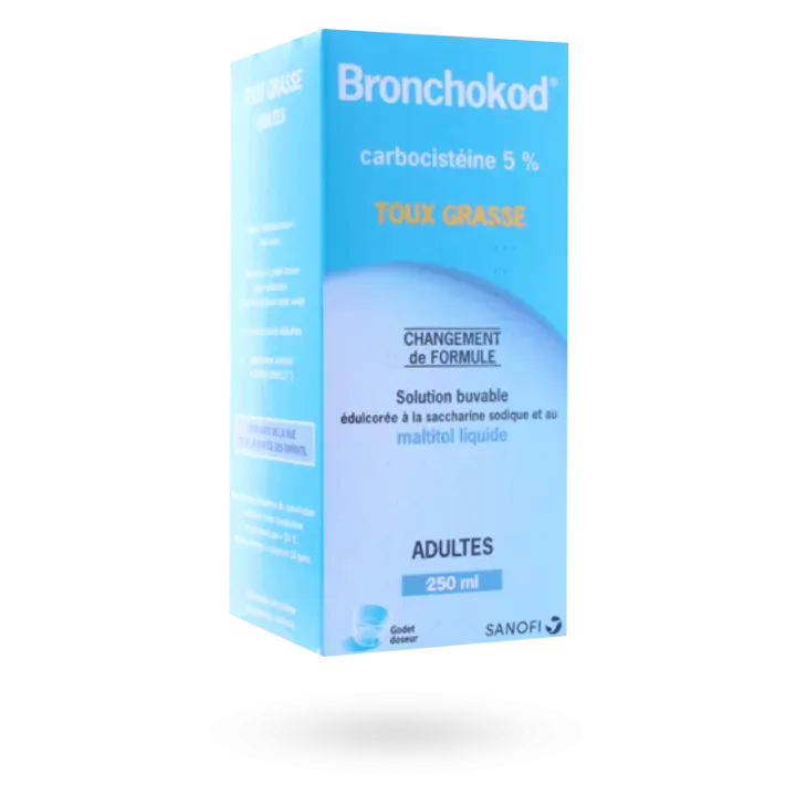 Bronchokod 5 % sans sucre sirop toux grasse adultes 250 ml