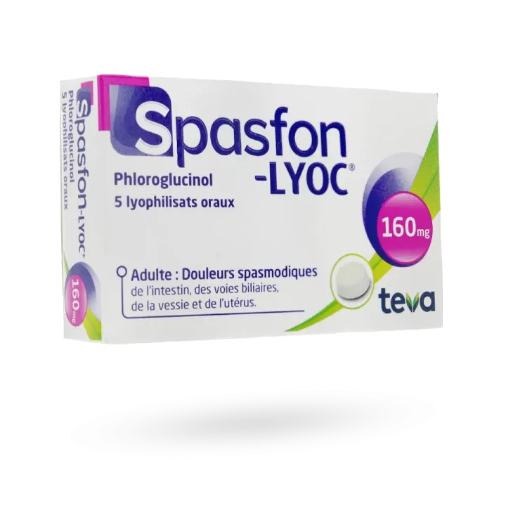 Spasfon Lyoc 160 mg douleurs de l'intestin maux de ventre 5 lyophilisats oraux