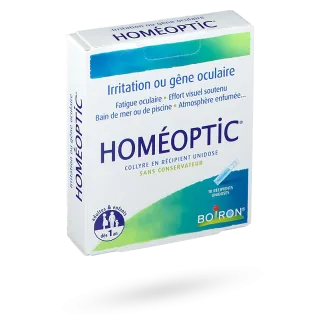 Homéoptic Boiron irritation gêne oculaire collyre homéopathique 10 unidoses