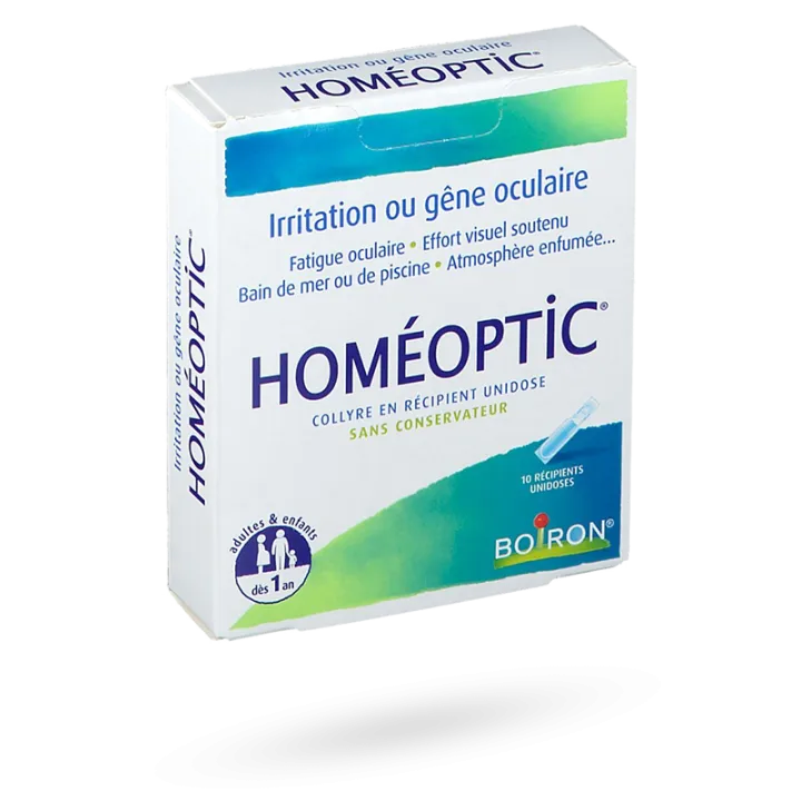 Homéoptic Boiron irritation gêne oculaire collyre homéopathique 10 unidoses