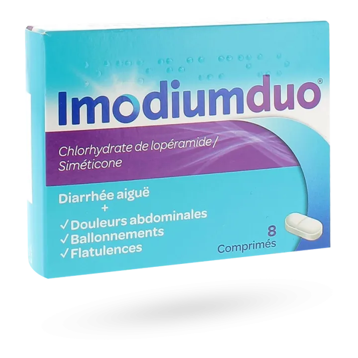 Imodium Duo diarrhée aiguë et douleurs abdominales boite de 8 comprimés