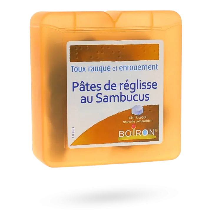 Pâtes de Réglisse au Sambucus Boiron toux rauque et enrouement pâtes à sucer 70 g 