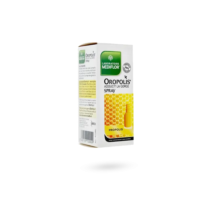 Oropolis spray adoucissant pour la gorge Médiflor à la Propolis sans sucre spray de 20 ml 