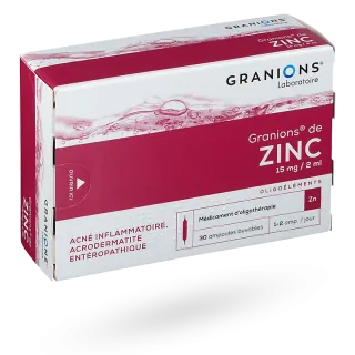 Granions de Zinc traitement acné boite de 30 ampoules
