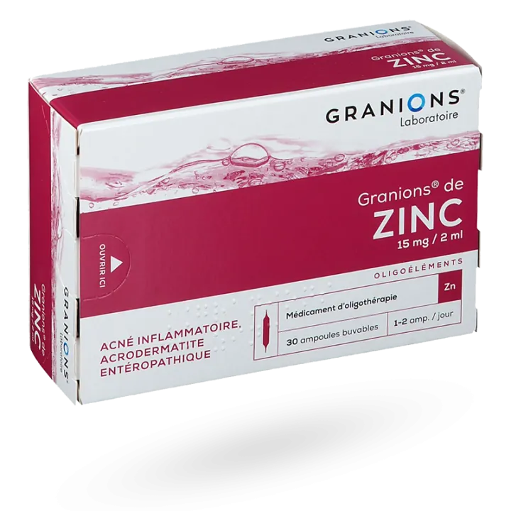 Granions de Zinc traitement acné boite de 30 ampoules