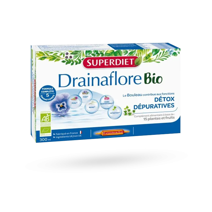 Drainaflore Bio détox Super Diet - Boite de 20 ampoules