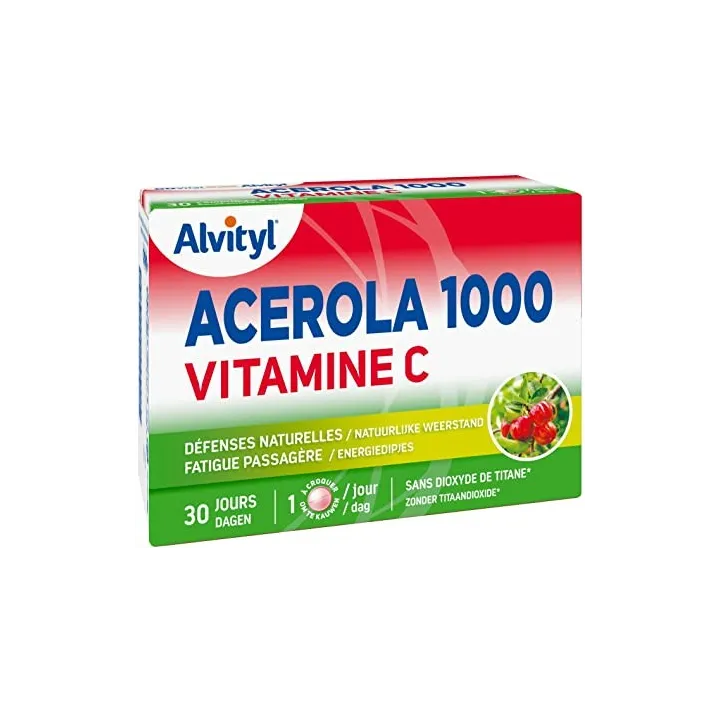 Acerola 1000 vitamine C Alvityl défenses naturelles 30 comprimés à croquer