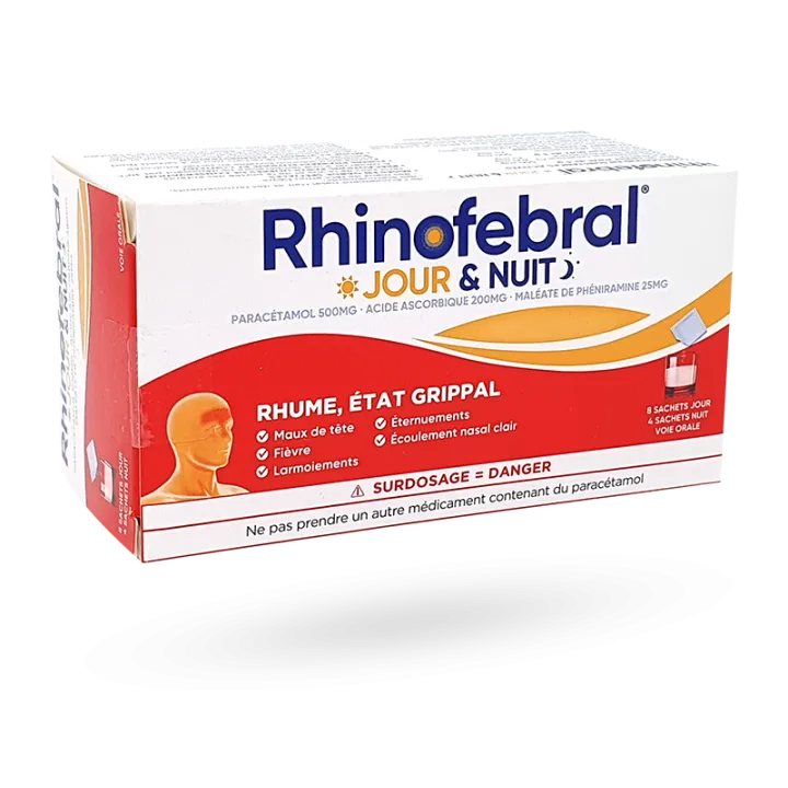 Rhinofebral Jour et Nuit rhume état grippal 12 sachets