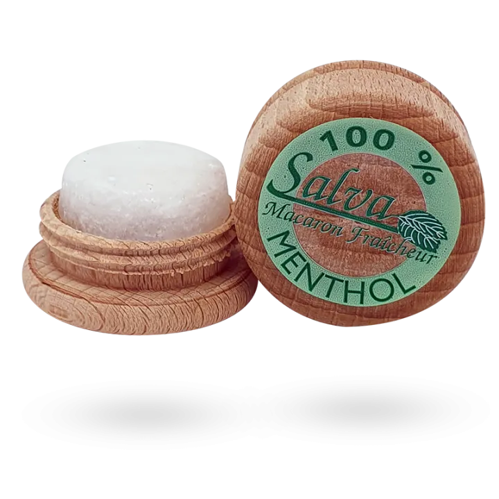 Salva macaron fraîcheur menthol en bois 7 g - 100% naturel contre les migraines