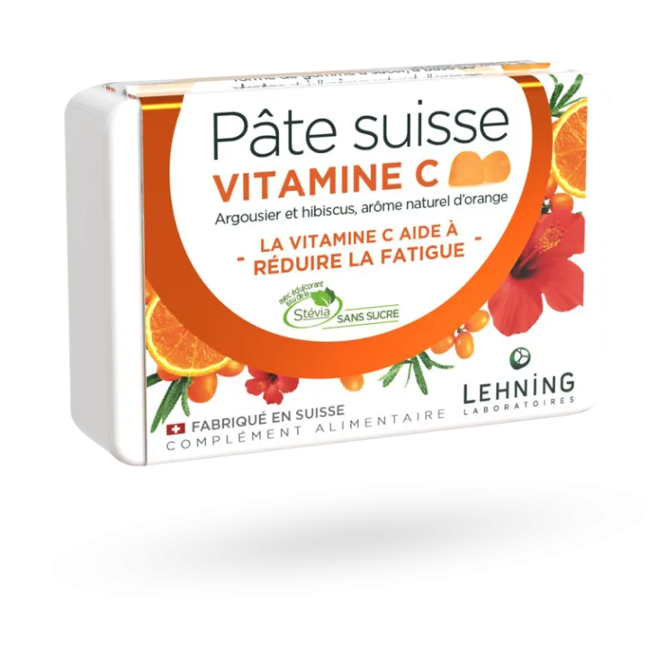 Pâte suisse Vitamine C Lehning fatigue passagère 40 gommes sans sucre