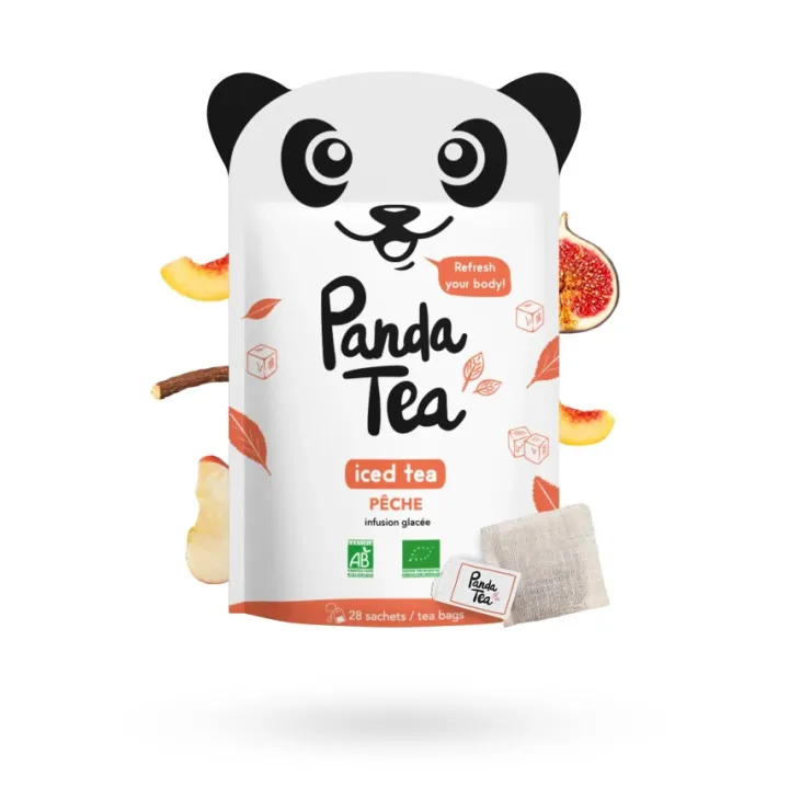 Panda Tea Iced tea pêche infusions BIO glacées 28 sachets goût pêche glacée