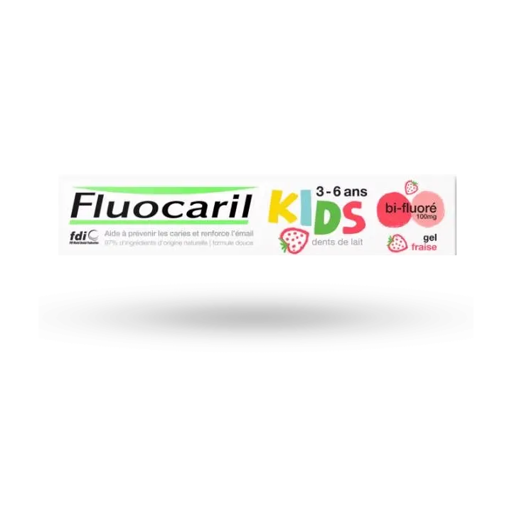 Fluocaril Kids gel dentifrice goût fraise 3-6 ans bi-fluoré 100 mg 50 ml