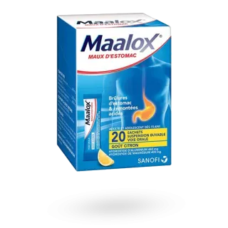 Maalox citron brûlures d'estomac suspension buvable 20 sachets