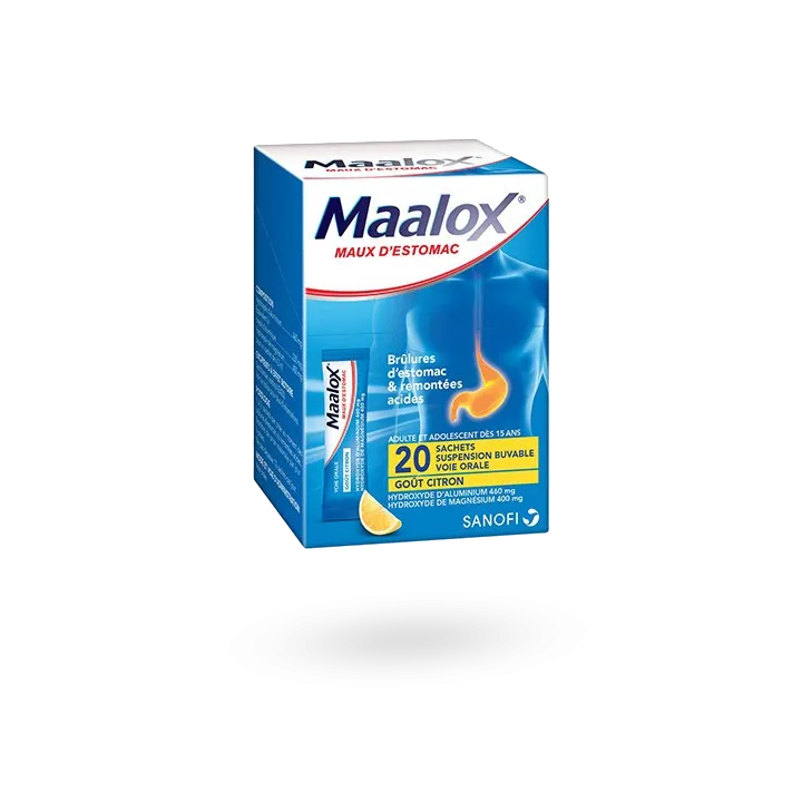 Maalox maux d'estomac Citron 20 sachets – Brûlures d’estomac boite labo