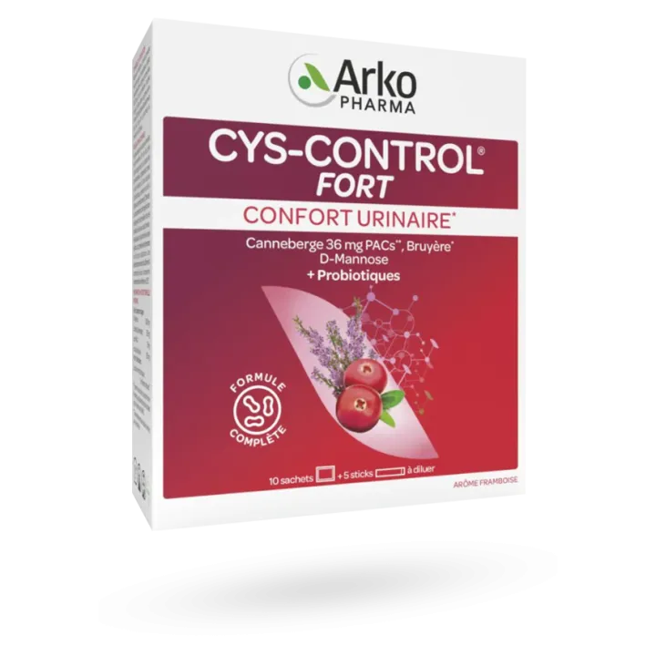 Cys-Control Fort confort urinaire Arkopharma framboise 10 sachets 5 sticks