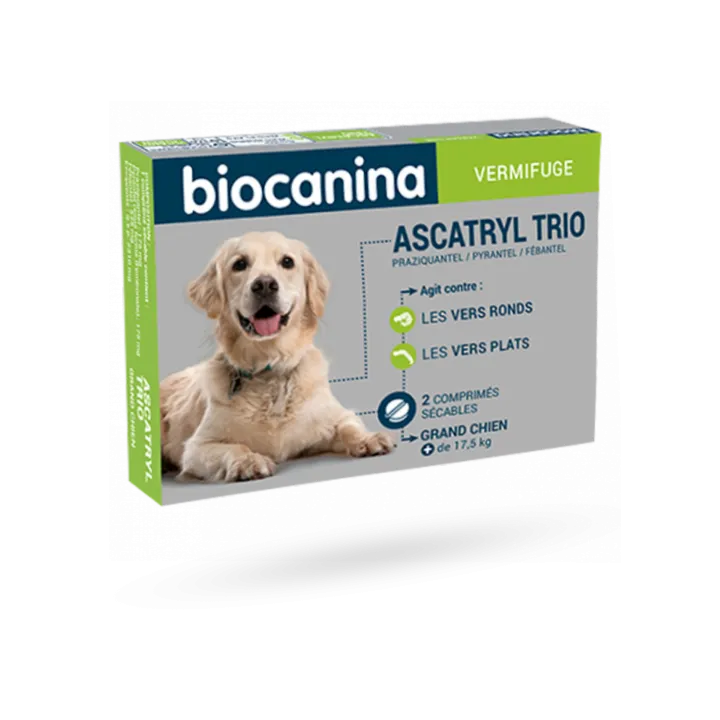 Biocanina Ascatryl Trio vermifuge grand chien 2 comprimés