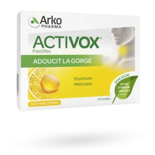 Activox pastilles maux de gorge 24 pastilles goût miel citron sans sucre