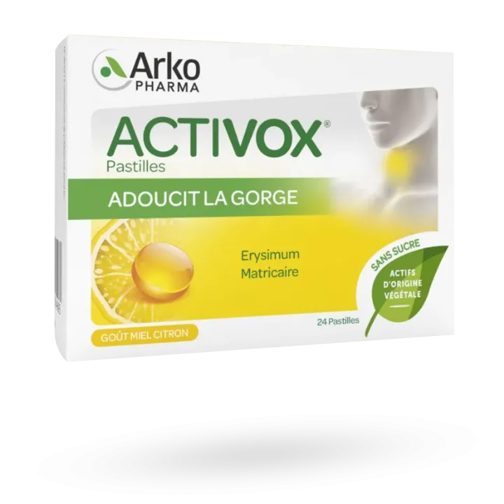 Activox pastilles maux de gorge 24 pastilles goût miel citron sans sucre