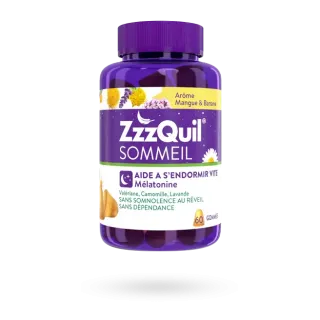ZzzQuil Sommeil mélatonine 60 gummies mangue banane